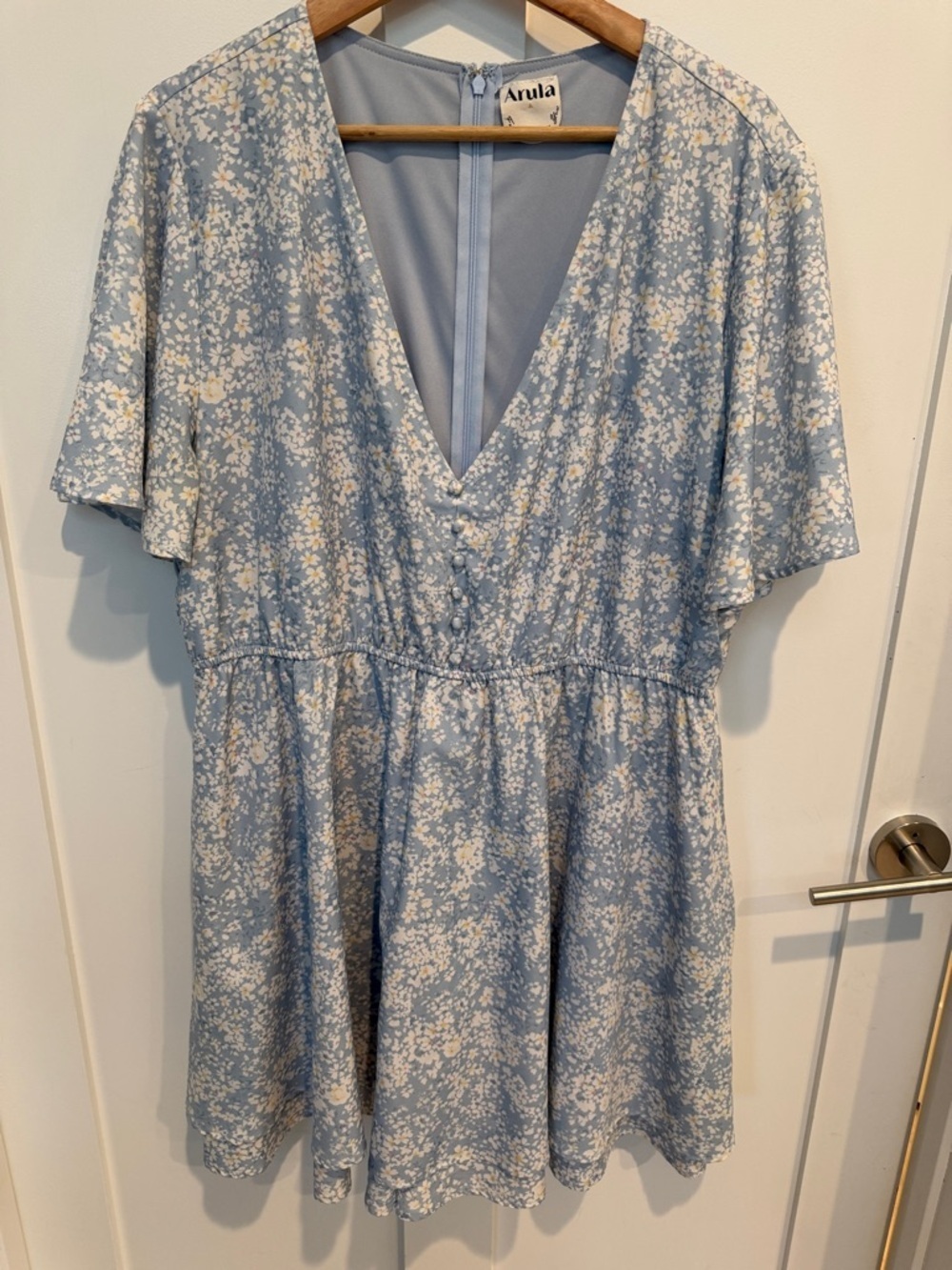 ARULA Pale Blue Floral Skort with White Print